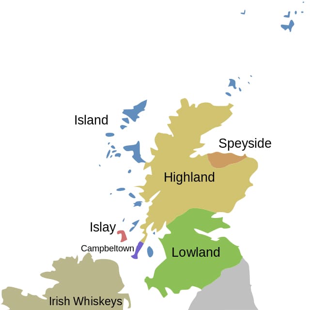 Scotsch Whisky Regions Areas Zones Territories